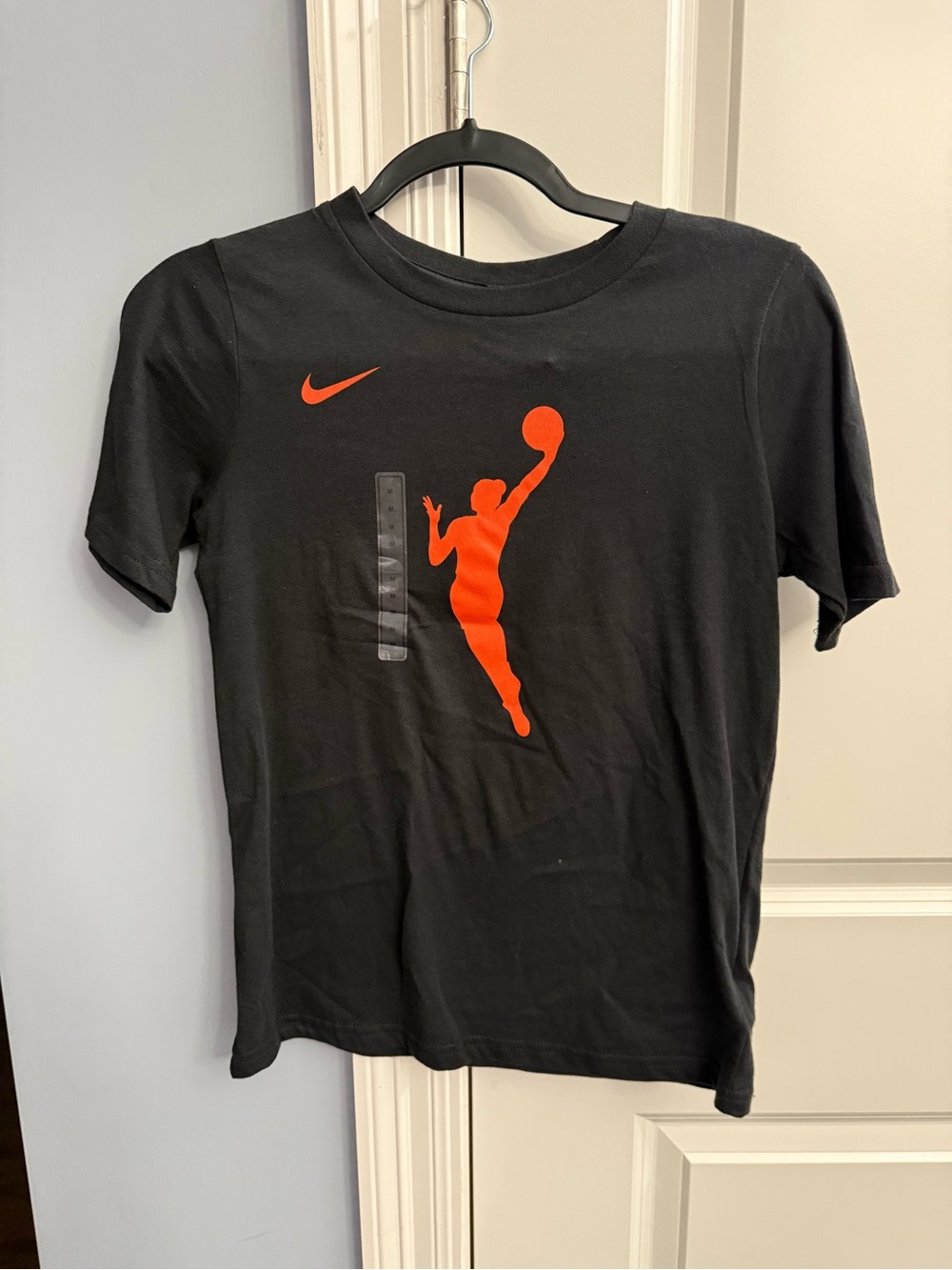 Nike Black T-Shirt with WNBA logo Bright Orange Basketball Silhouette